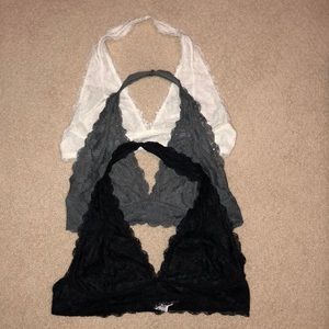Free People halter lace bralette bundle!